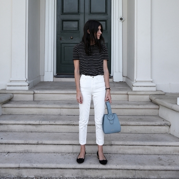 Everlane Jean The Cheeky Straight High Rise White Bone Ankle Crop Zip Denim - Picture 1 of 12